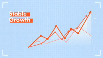 Linear vector infographics of stable growth. Modern infographics with arrows. Visual infographic of sustainable growth with zigzag arrows.