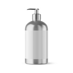  Realistic liquide cosmetics puumping bottles stand on a white background 3d Rendering 