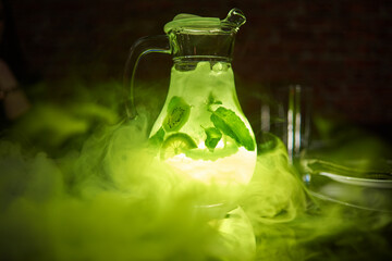 green lemonade in the smoke green in the dark