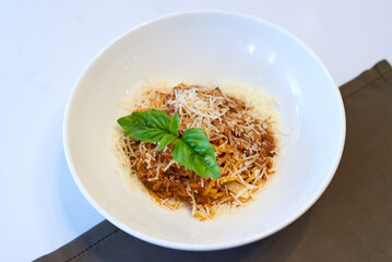 Italian food. pasta with cheese