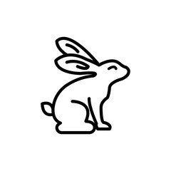 Obraz premium Rabbit, linear icon. Editable stroke. The rabbit logo sitting
