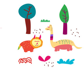 Cute Hand drawn Dinosaur, perfect for T-shirt and wallpaper