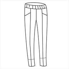 Vector black line illustration of tight trousers.