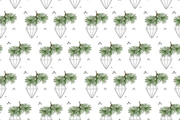 Floral seamless pattern. Flowers Christmas background for textile, wallpaper and wrapping paper. Watercolor illustration