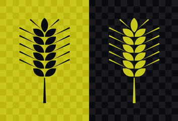 Wheat, high quality vector silhouette icon. Wheat icon silhouette isolated on dark and light transparent backgrounds, Wheat symbol.