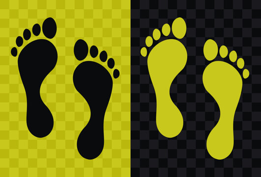 Human footprint, high quality vector silhouette icon. Human footprint icon silhouette isolated on dark and light transparent backgrounds, Human footprint symbol.