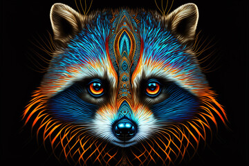 Tribal Raccoon created with Generative AI Technology - 557130502