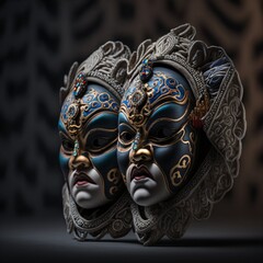 colorful masquerade mask isolated on black background - obrazy, fototapety, plakaty