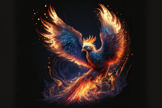 Phoenix with burning wings