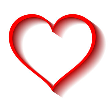red heart with shadow on white background 