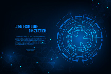 Vector digital hud ring technology adstract blue light background.