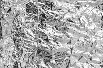 Shiny metallic silver gray foil crumpled background image