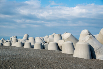 三保の松原に敷設された消波ブロック