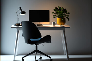 Personal workspace for home office use and study. AI produced