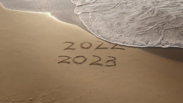 Happy new year 2023 on sea beach