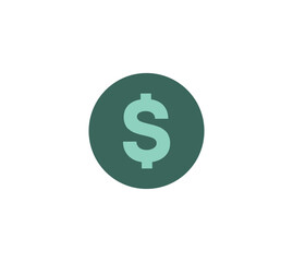 Green coin with dollar icon. Coin of financial wealth and business prosperity with secure cash and profitable vector investment