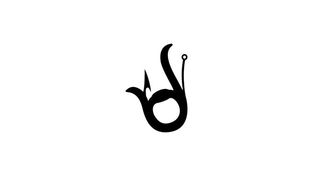 Earthworms silhouette, worm on a hook