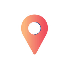 Red web pointer map icon. Navigation digital gps direction and mark symbol with vector position location