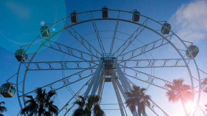 View of giant Ferris wheel at dusk