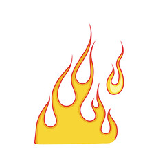Blazing yellow flame with sparks. Brightly burning bonfire with fiery energy and flammable liquid vector symbol