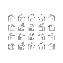 house icon set in flat style. home icon set isolate on white background. Perfect for coloring book, textiles, icon, web, painting, books, t-shirt print.