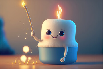 cute marshmallow. generative AI picture.