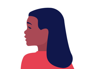 Illustration o a girl profile likeness. Black girl portrait. Flat design.