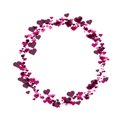 Heart shape vector pink confetti splash with white heart hole