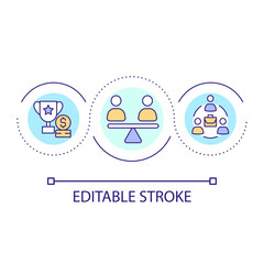 Treating employees fairly loop concept icon. Business activity abstract idea thin line illustration. Staff management. Equal opportunities. Isolated outline drawing. Editable stroke. Arial font used