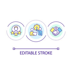 Make deal loop concept icon. Business collaboration. Partnership and cooperation. Teamwork abstract idea thin line illustration. Isolated outline drawing. Editable stroke. Arial font used