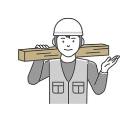 Young asian carpenter vector illustration | introducing