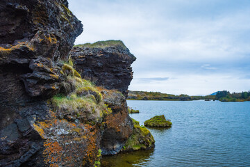 Fototapeta na wymiar Landscape of the Myvatn Lake (Iceland)