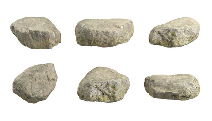 Rock shapes isolate on transparent backgrounds 3d rendering