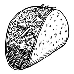 Hand drawn Mexican food taco