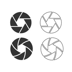 Aperture icon. Optic flat set line and background vector ilustration.