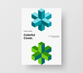 Bright booklet A4 vector design illustration. Original mosaic shapes annual report layout.