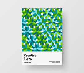 Creative company brochure design vector template. Minimalistic geometric pattern front page concept.