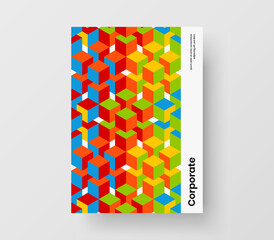 Trendy mosaic pattern brochure illustration. Modern handbill vector design template.