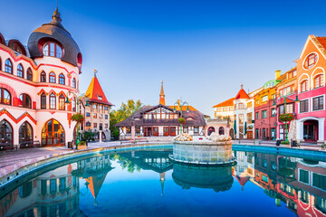 Komarno, Slovakia. Downtown square, Courtyard of Europe, slovak travel destination. - obrazy, fototapety, plakaty