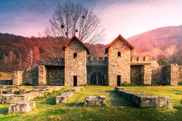 Naklejka na ściany i meble Castrum Arutela, Romania - Ancient roman ruins of Dacia Inferior province.
