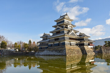 青空の冬の国宝松本城