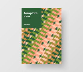 Creative presentation A4 vector design template. Vivid mosaic pattern book cover layout.