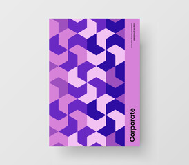 Minimalistic geometric tiles pamphlet layout. Fresh poster vector design template.