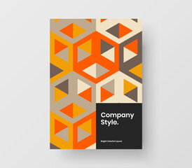 Bright mosaic tiles company brochure illustration. Abstract leaflet vector design layout.