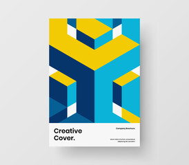 Isolated geometric shapes company cover layout. Bright pamphlet A4 vector design illustration.