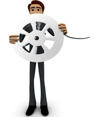 Obraz premium 3d man holding film reel concept