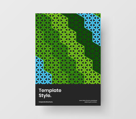 Fresh annual report A4 vector design concept. Colorful geometric hexagons banner template.