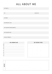 Business Planner Templates All About Me