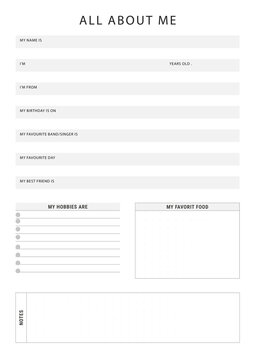 Business Planner Templates All About Me