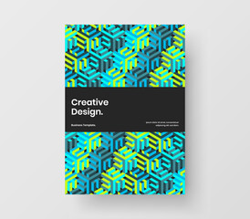 Minimalistic journal cover design vector illustration. Isolated mosaic pattern company identity template.